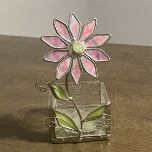 Purple and Green Stained Glass Flower Holder